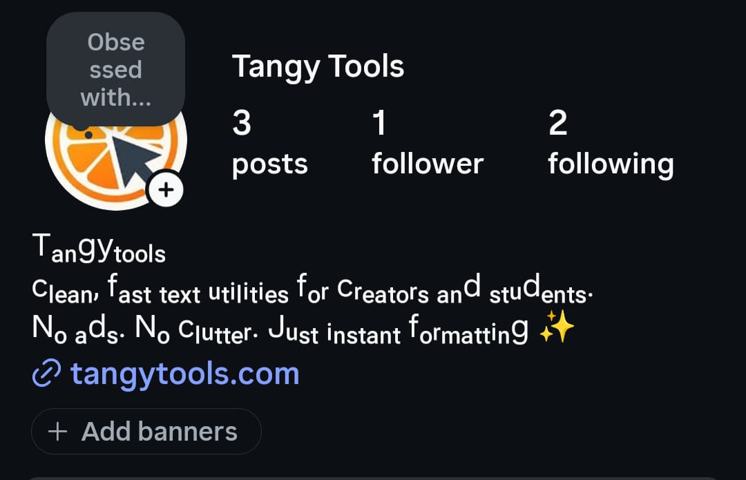 Instagram bio using subscript text style